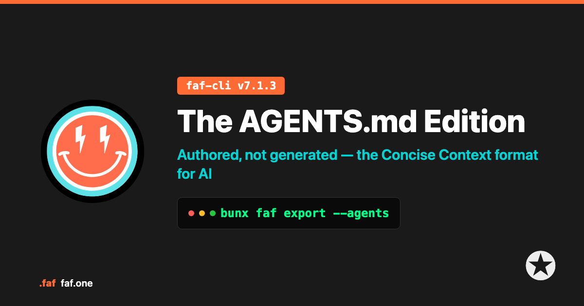 faf-cli v7.1.3 — The AGENTS.md Edition: authored, not generated