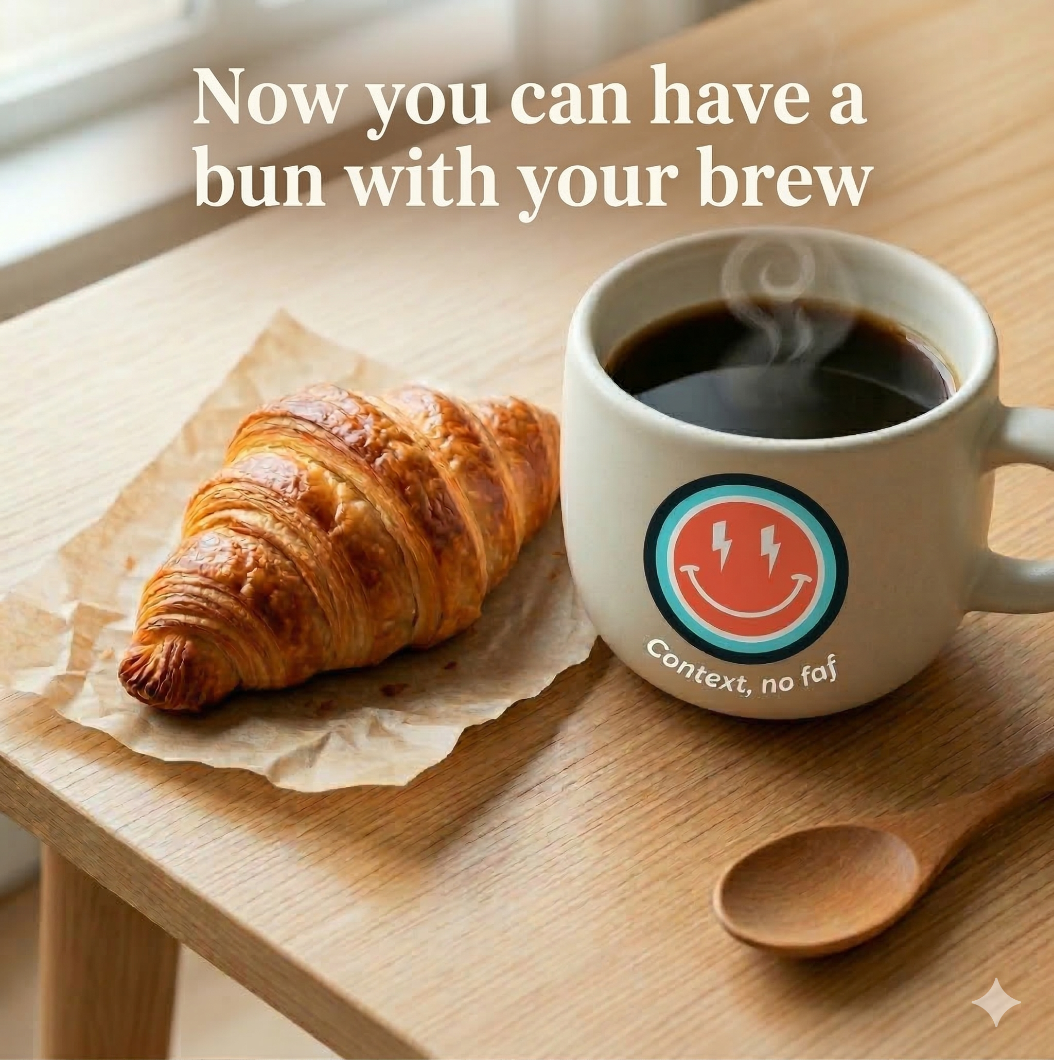 Now you can have a bun with your brew — croissant and DotFaf coffee mug