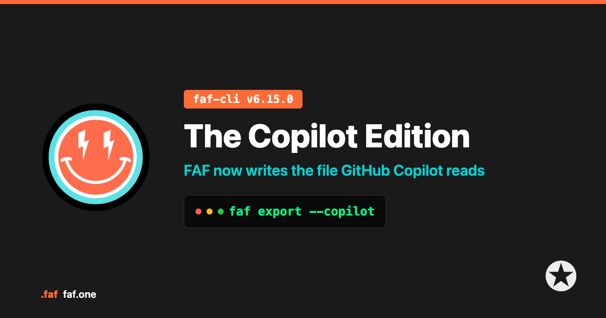 faf-cli v6.15.0 The Copilot Edition — one scored .faf emitting GitHub Copilot's instruction file