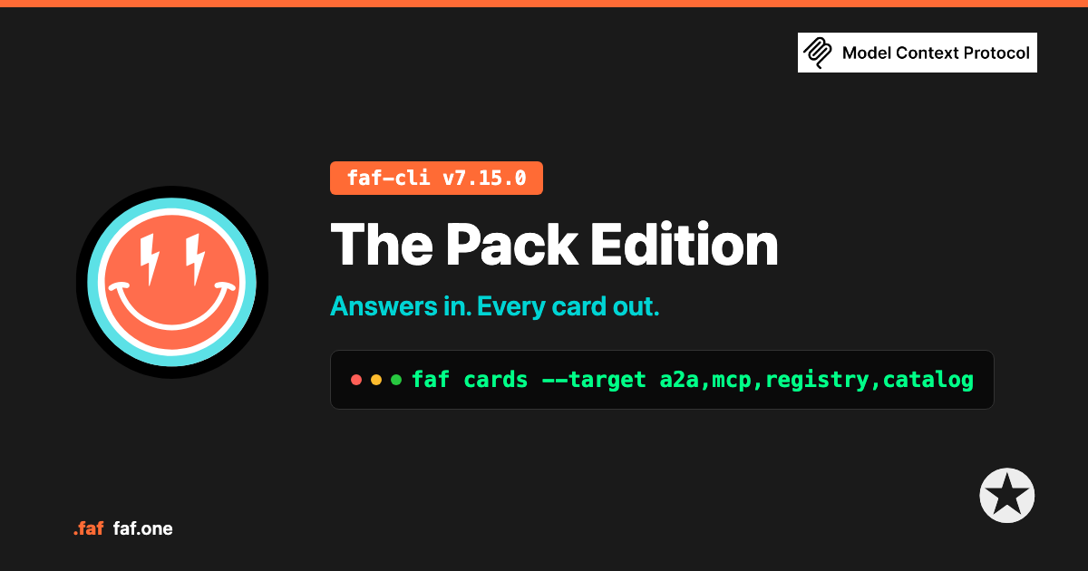 The Pack Edition — faf-cli v7.15.0 · answers in, every card out