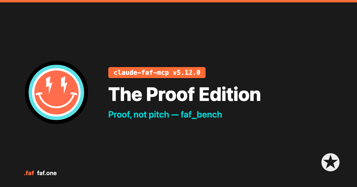 The Proof Edition — claude-faf-mcp v5.12.0, faf_bench grounding benchmark with a mechanical ✪ receipt