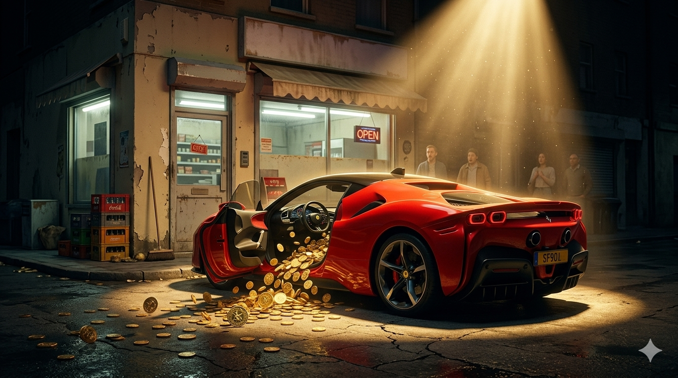 Don't go to the corner shop in a Ferrari — tokens spilling out