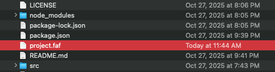 project.faf sitting alongside package.json in a project directory